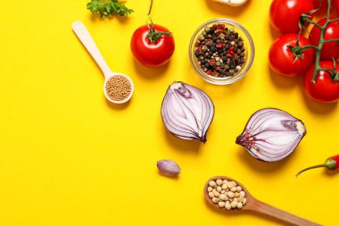 Concept of cooking, different spices, space for text