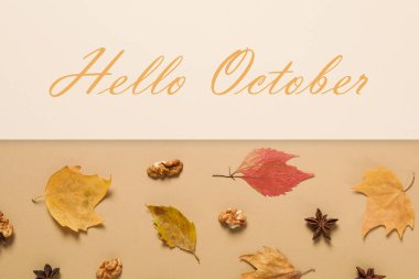 Hello Autumn kavramı, metin ile kompozisyon Merhaba October