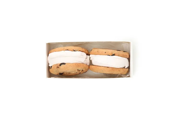 Cookies Παγωτό Που Απομονώνονται Λευκό Φόντο — Φωτογραφία Αρχείου