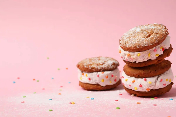 Konzept Des Süßen Essens Kekse Mit Eis Platz Für Text — Stockfoto