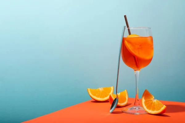 Concept Delicious Alcohol Drink Aperol Spritz Cocktail — Stock Photo, Image