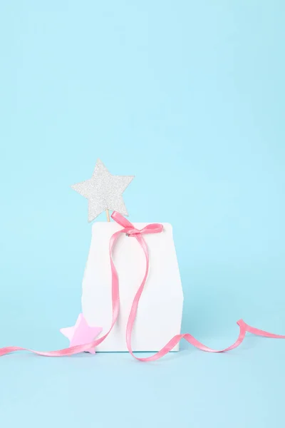 Concept Gift Gift Bag Blue Background — Photo
