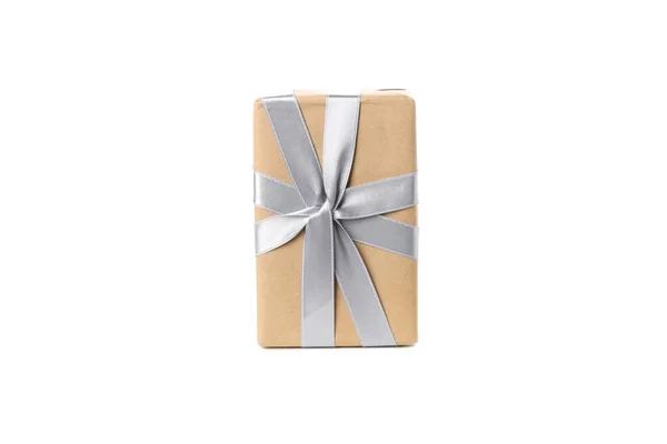 Gift Box Craft Paper Isolated White Background — Fotografia de Stock