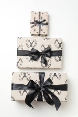 Noel hediyesi kavramı, hediye kutuları, üst manzara