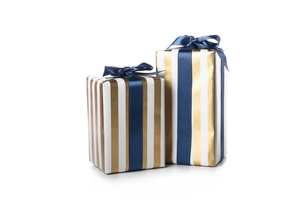 Концепция Красивого Рождественского Подарка Подарочные Коробки Изолированные Белом Фоне — стоковое фото