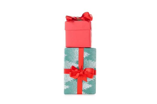 精美圣诞礼物的概念 礼品盒 白色背景隔离 — 图库照片