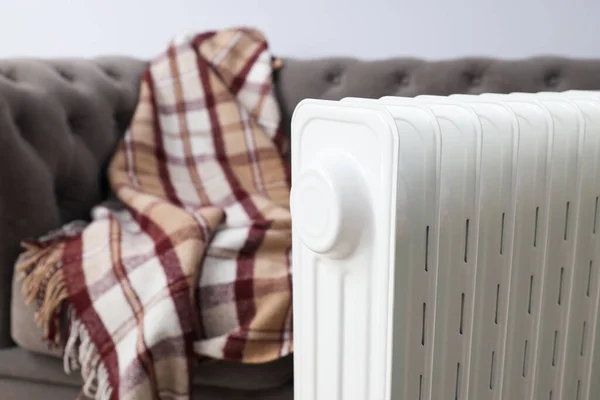 Concept Heating Season Modern Electric Heater Sofa — Zdjęcie stockowe