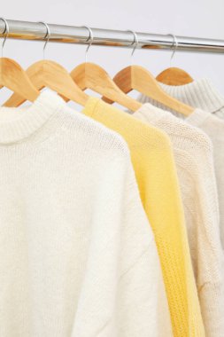 Concept of autumn clothes, autumn season wardrobe