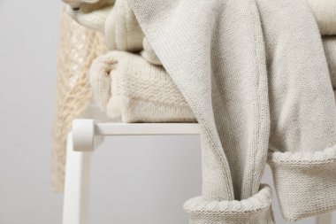 Concept of autumn clothes, autumn season wardrobe