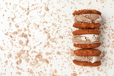 Tatlı yemek kavramı, dondurmalı kurabiyeler, metin için yer.