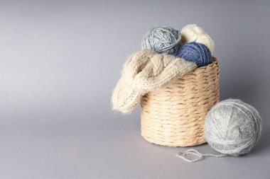 Concept of hobby, knitting, space for text