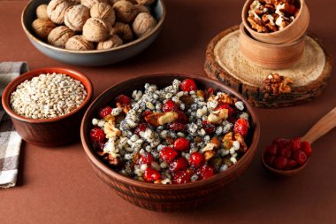 Concept of Orthodox Christmas food, Kutya, close up