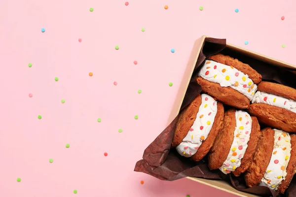 Konzept Des Süßen Essens Kekse Mit Eis Platz Für Text — Stockfoto