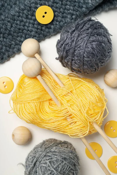 趣味の概念 居心地の良い リラックスした趣味 編み物 — ストック写真