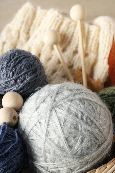 趣味の概念 居心地の良い趣味 編み物 クローズアップ — ストック写真