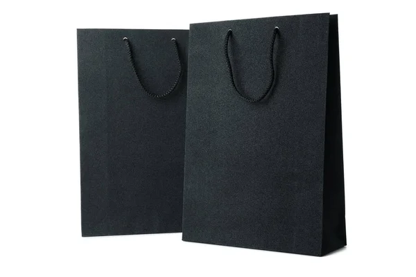 Concepto Venta Viernes Negro Bolsas Negras Aisladas Sobre Fondo Blanco — Foto de Stock