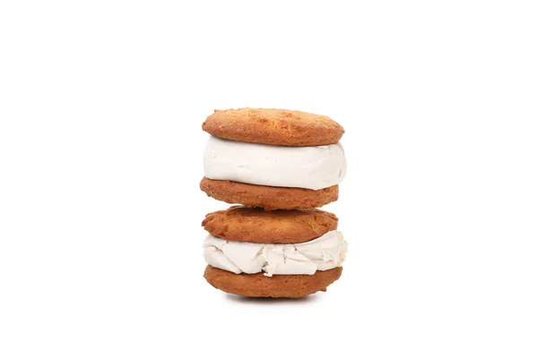 Pojęcie Słodkiej Żywności Ciasteczka Lodami Izolowane Białym Tle — Zdjęcie stockowe