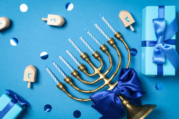 Begreppet Judisk Semester Hanukkah Ovanifrån — Stockfoto