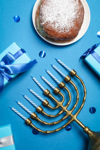 Concept Jewish Holiday Hanukkah Top View — Stock Photo, Image