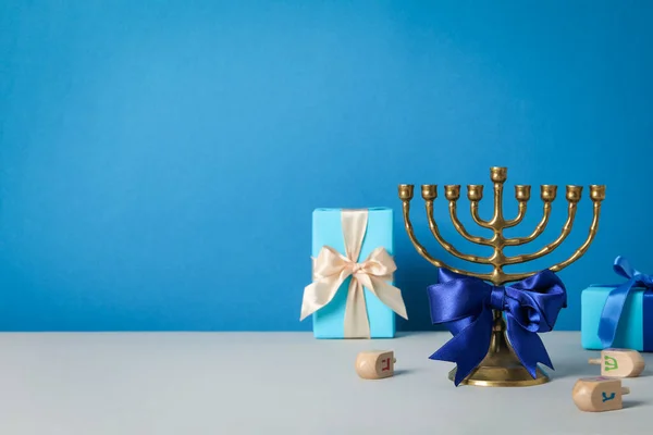 Concepto Fiesta Judía Hanukkah Vista Superior —  Fotos de Stock