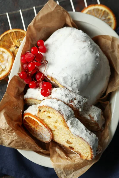 Begreppet Tysk Dessert Stollen Ovanifrån — Stockfoto