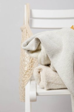 Concept of autumn clothes, autumn season wardrobe