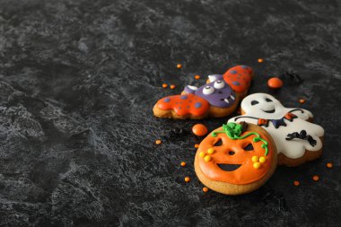 Concept of Halloween sweets, funny sweets, space for text