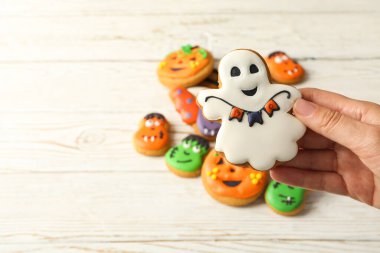 Concept of Halloween sweets, funny sweets, space for text