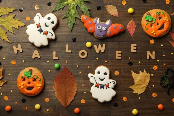 Concept Halloween Sweets Funny Sweets Top View — Stockfoto