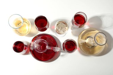 Concept of delicious alcohol drink, wine, top view