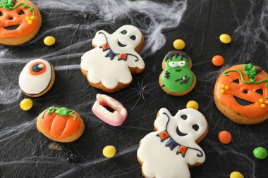 Concept of Halloween sweets, funny sweets, close up