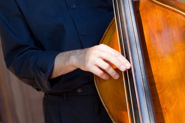 Musician playing double-bass — Stock Photo, Image