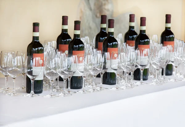Red wine bottles — Stock Photo, Image