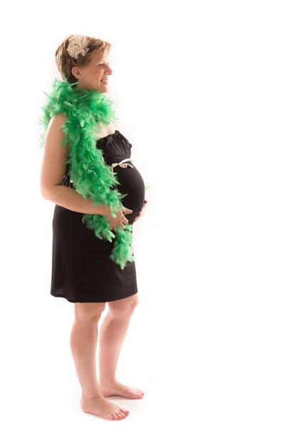 白い背景の上の妊娠中の腹 — ストック写真