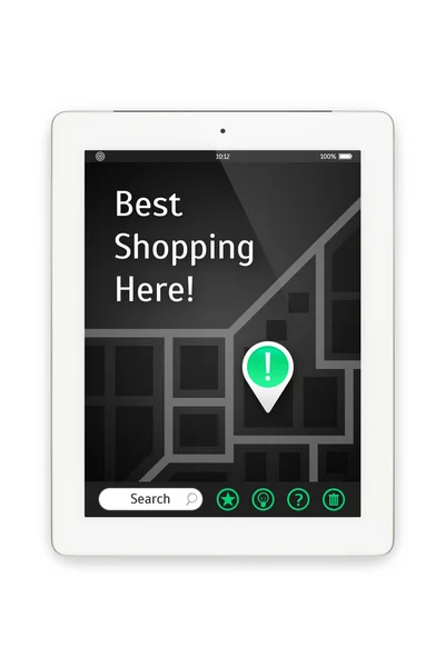 地図インターフェイスを持つ白いタブレット コンピューター. — ストック写真
