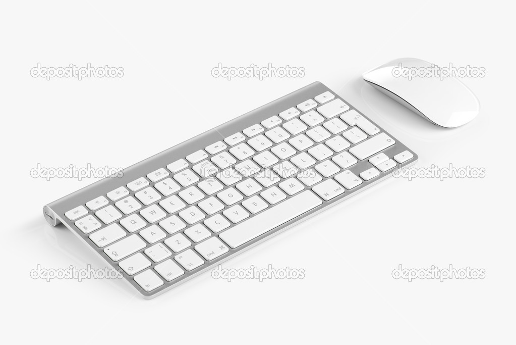 Wireless computer keyboard and mouse isolated on white backgroun