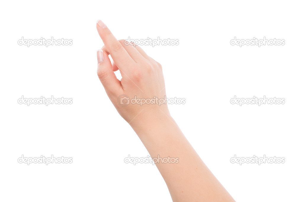 Woman hand touching or pointing to something