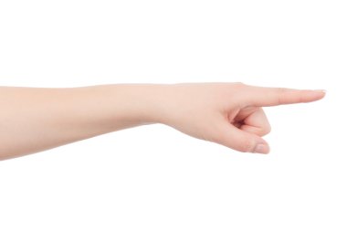 kadın el için işaret ediyor