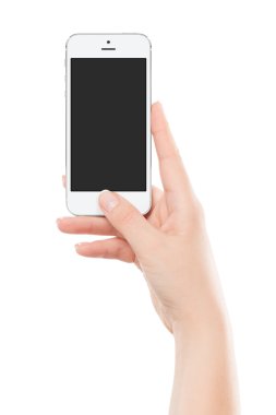modern beyaz mobil akıllı telefon fema içinde doğrudan önden görünümü