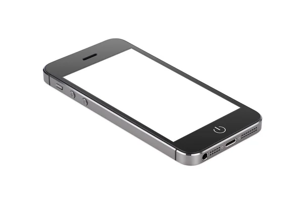 Black modern smartphone with blank screen lies on the surface — Stock Photo, Image