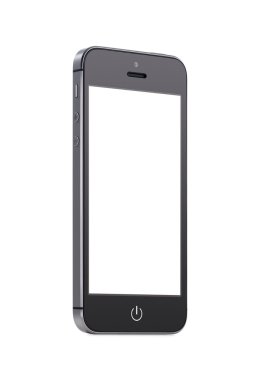 Alt görünümü siyah mobil akıllı telefon ile boş bir ekran yukarı