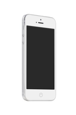 Alt görünümü beyaz mobil akıllı telefon ile boş bir ekran yukarı