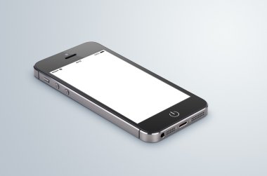 siyah modern smartphone ile boş ekran gri Surf üzerinde yer alır.