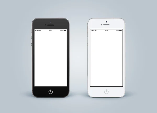 Diretamente vista frontal de smartphones preto e branco com sc em branco — Fotografia de Stock