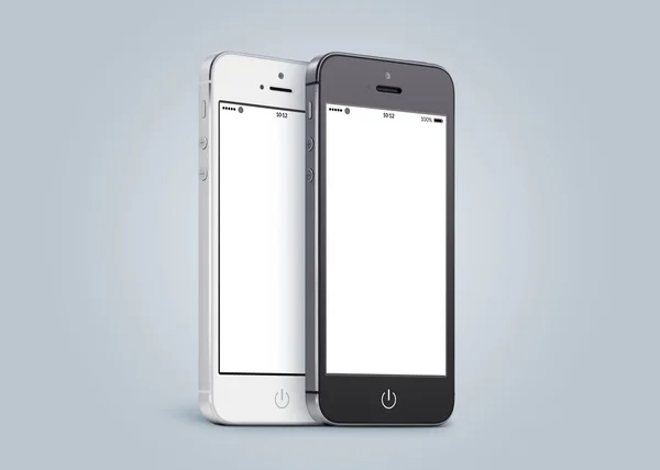 Black and white smartphones are close to each other in half turn — Stock Photo, Image