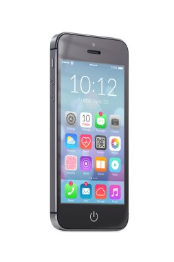 renkli uygulama simgeleri ile siyah modern mobil akıllı telefon 
