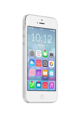 Beyaz modern mobil akıllı telefon ile renkli uygulama simgeleri 