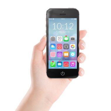 renkli uygulama simgeleri ile siyah mobil akıllı telefon 