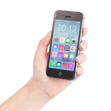 renkli uygulaması ile siyah akıllı telefon tutarak el 