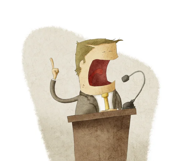 Kürsüdeki konuşmasını adam